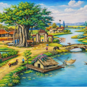 Tranh đồng quê việt nam, tranh đồng quê cây đa sân đình