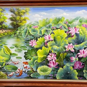 Tranh cá chép hoa sen phong thuỷ ý nghĩa SN99