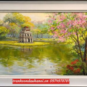 Tranh hồ gươm sơn dầu vẽ tay SN88