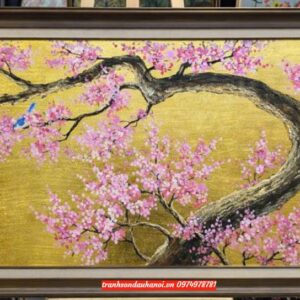 Tranh hoa đào sang trọng dát vàng SN41