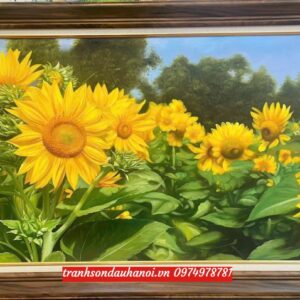Tranh hoa hướng dương vàng tươi đẹp SN100