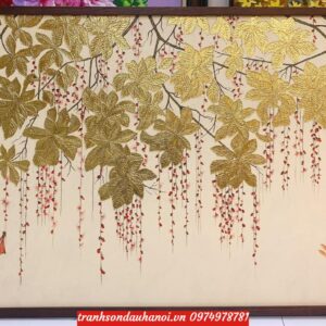 Tranh lộc Vừng Tranh hoa lộc vừng Dát vàng SN76