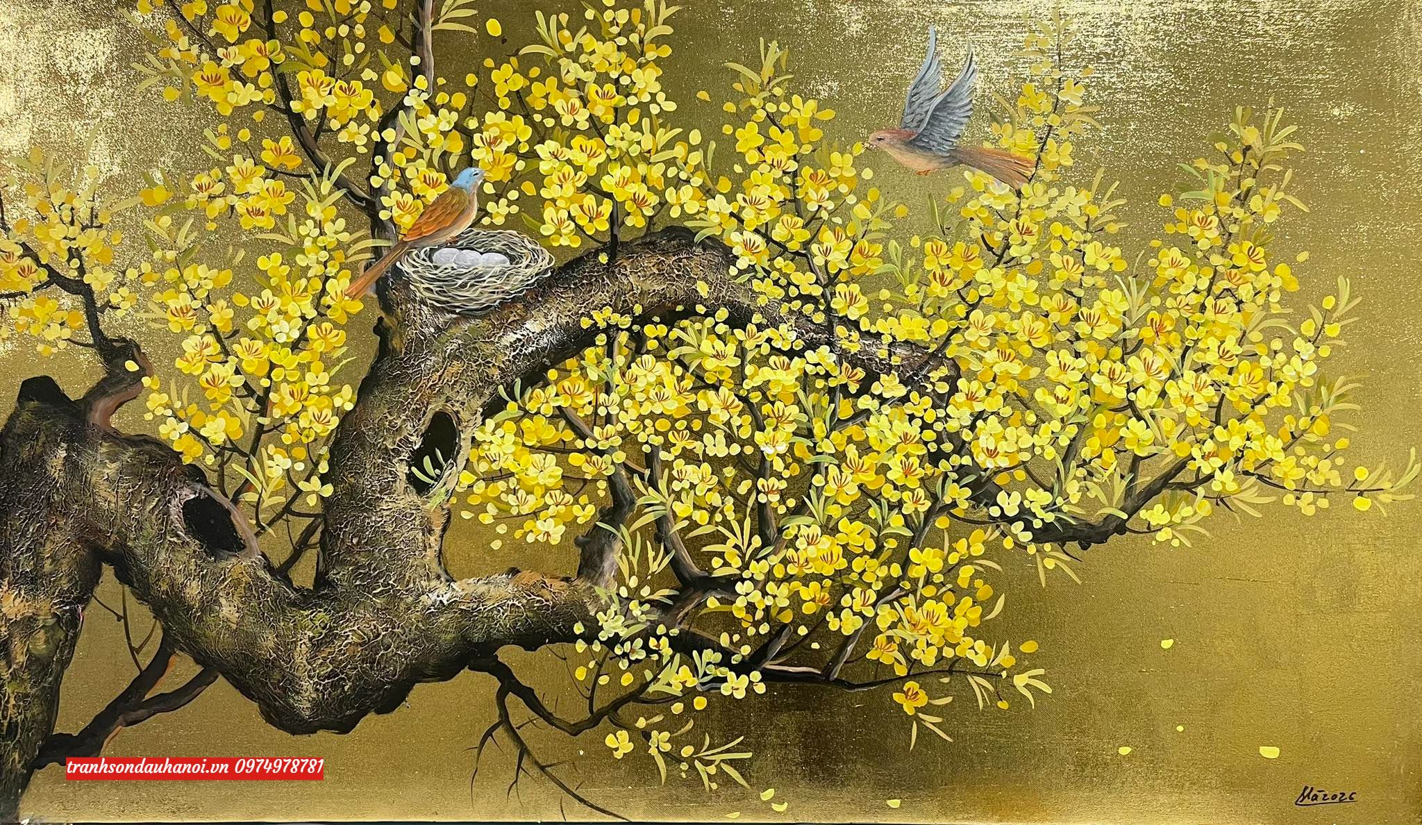 Tranh hoa mai dát vàng SN108