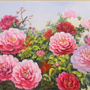 Tranh hoa mẫu đơn Hồng đỏ đẹp SN94