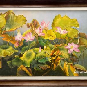 Tranh hoa sen khung gỗ đẹp ý nghĩa SN93