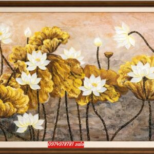 Tranh hoa sen đẹp phòng khách