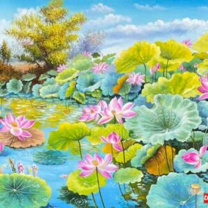 Bức tranh hoa sen treo nhiều đẹp SN110
