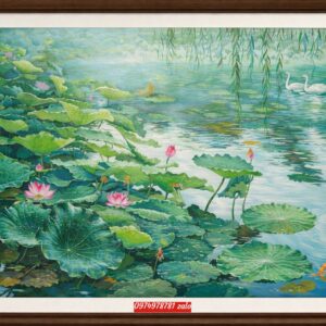 Tranh hoa sen sơn dầu đẹp phòng khách