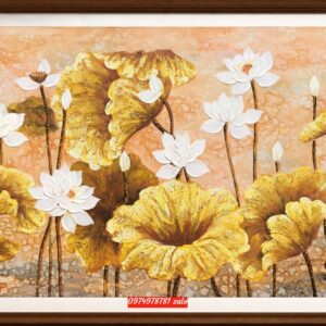 Tranh hoa sen nổi đẹp nhất vàng đẹp