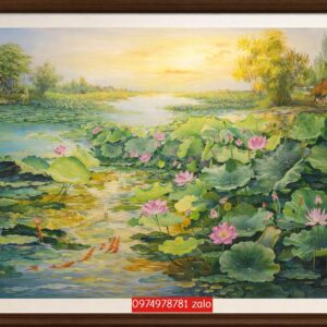 Tranh phong cảnh hoa sen đẹp