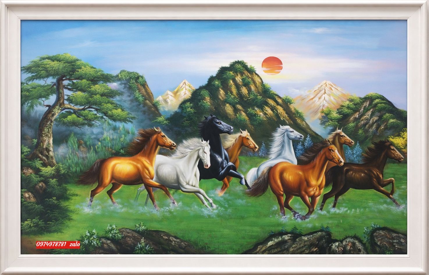 Tranh mã đáo thành công, treo phòng khách đẹp HS24