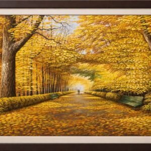 Tranh mùa thu vàng - mùa thu vàng hai hàng cây đẹp