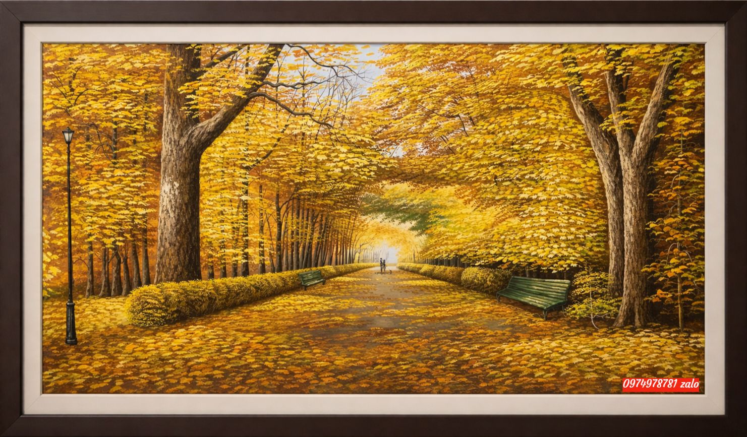 Tranh mùa thu vàng - mùa thu vàng hai hàng cây đẹp