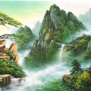 Tranh núi non hùng vĩ, tranh sơn dầu phong cảnh núi