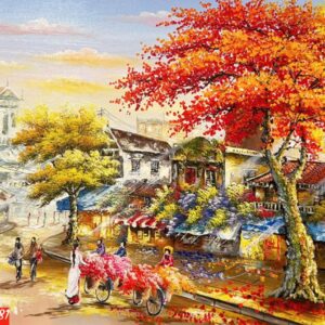 Tranh phố cổ hà nội phong cảnh hà nội SN12
