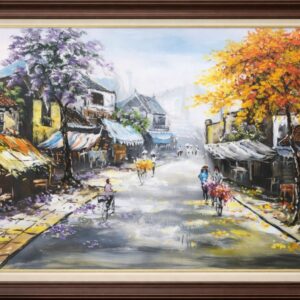 Tranh phố cổ- phố cổ hà nội vẽ sơn dầu