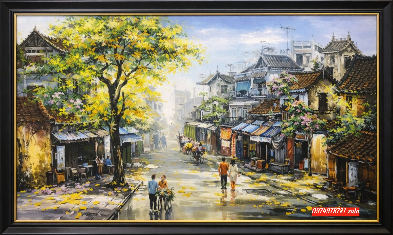 Tranh phố cổ hà nội sơn dầu nhẹ nhàng