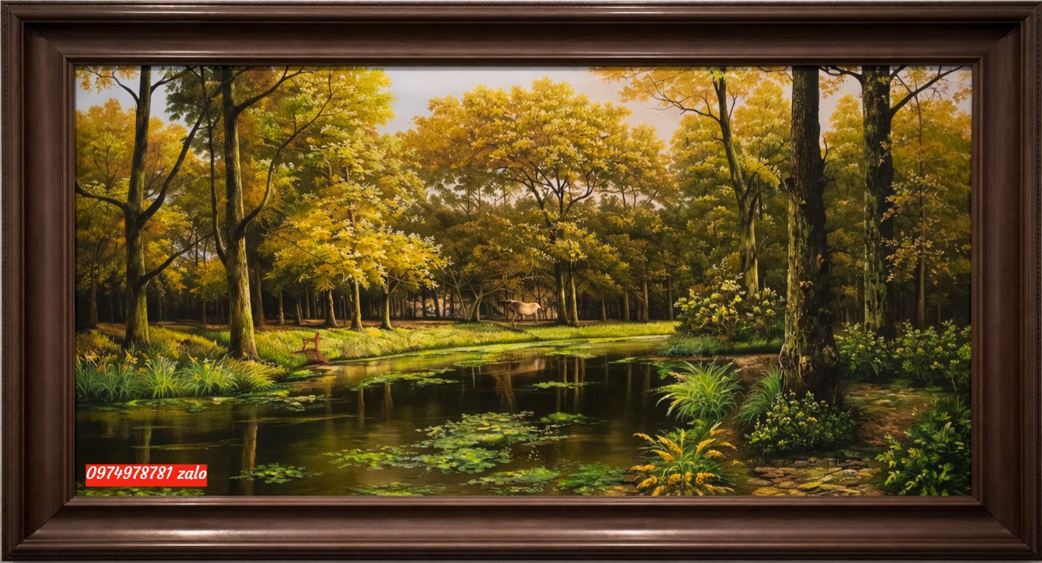 Tranh phong cảnh châu âu , phong cảnh rừng cây mùa thu