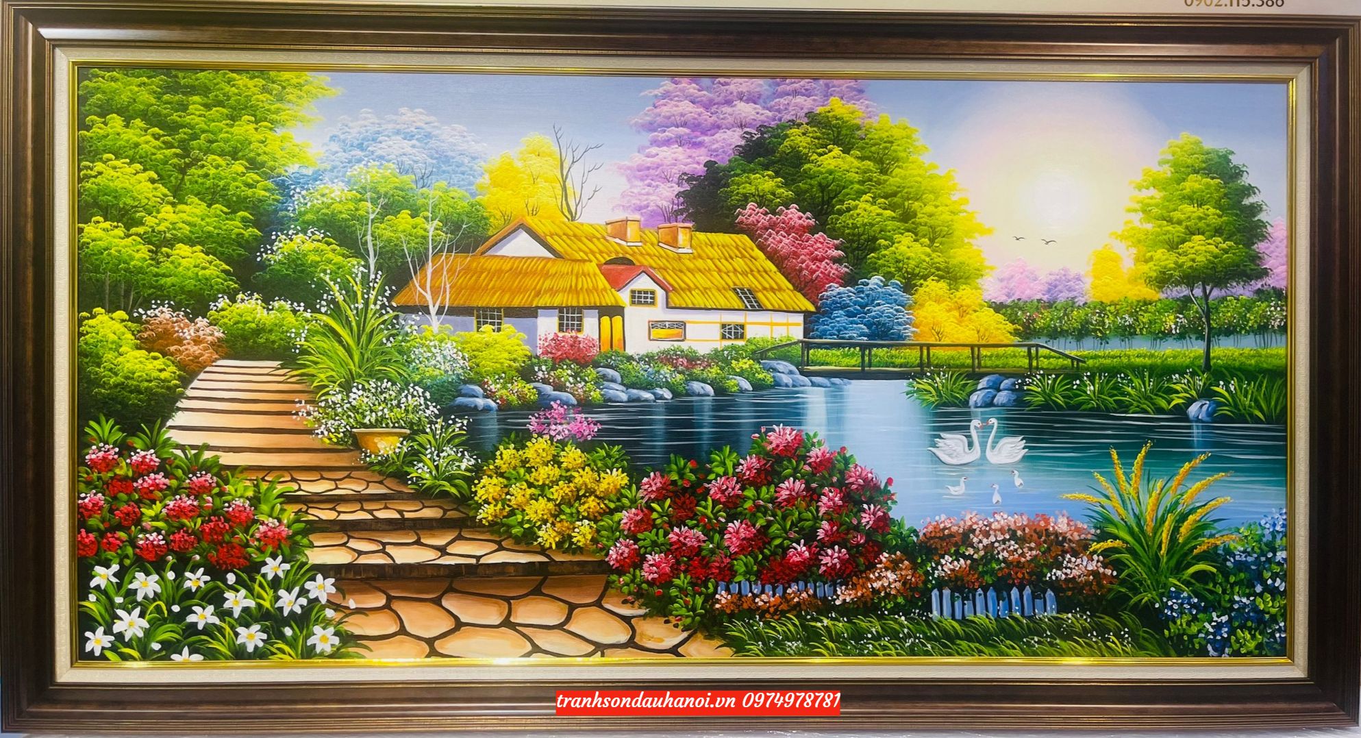 Tranh phong cảnh châu âu ngôi nhà hạnh phúc SN14