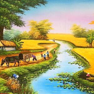 Tranh đồng quê mùa lúa chín tranh đồng quê đẹp