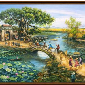 Tranh phong cảnh đồng quê nhộn nhịp H89