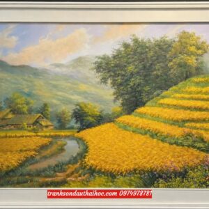 Tranh ruộng bậc thang sơn dầu vẽ tay SN86