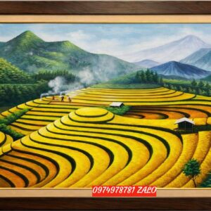 TRANH SƠN DẦU RUỘNG BẬC THANG PHONG CẢNH TÂY BẮC SD1