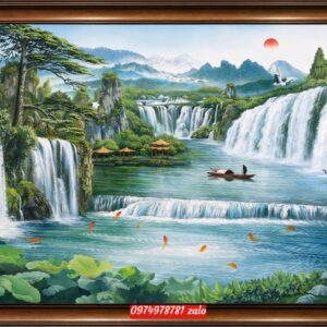 Tranh sơn thuỷ hữu tình tranh sơn dầu phong cảnh