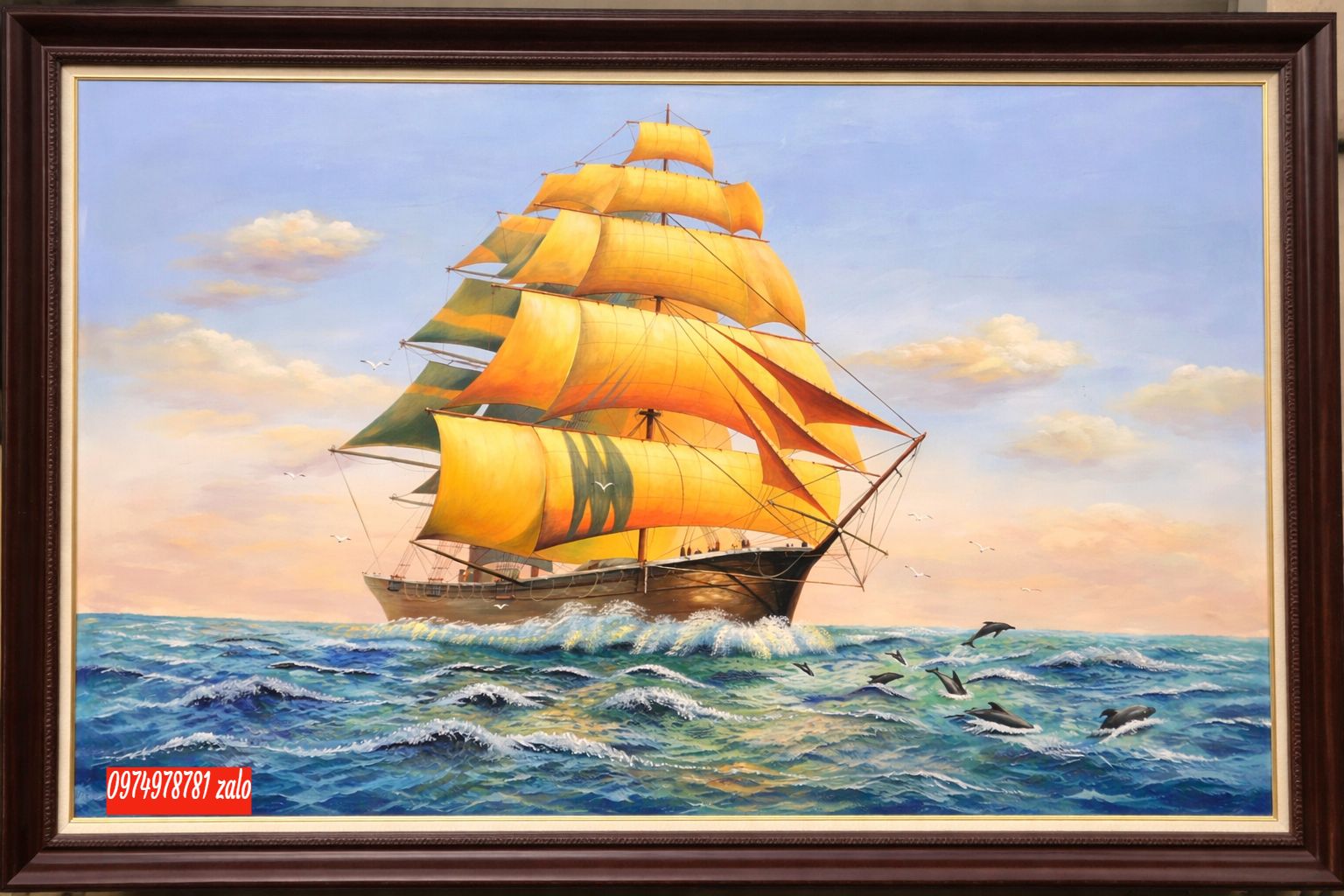 Tranh thuận buồm xuôi gió, tranh sơn dầu phòng khách D2