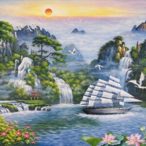 Tranh thuận buồm xuôi gió, tranh vẽ sơn dầu S18