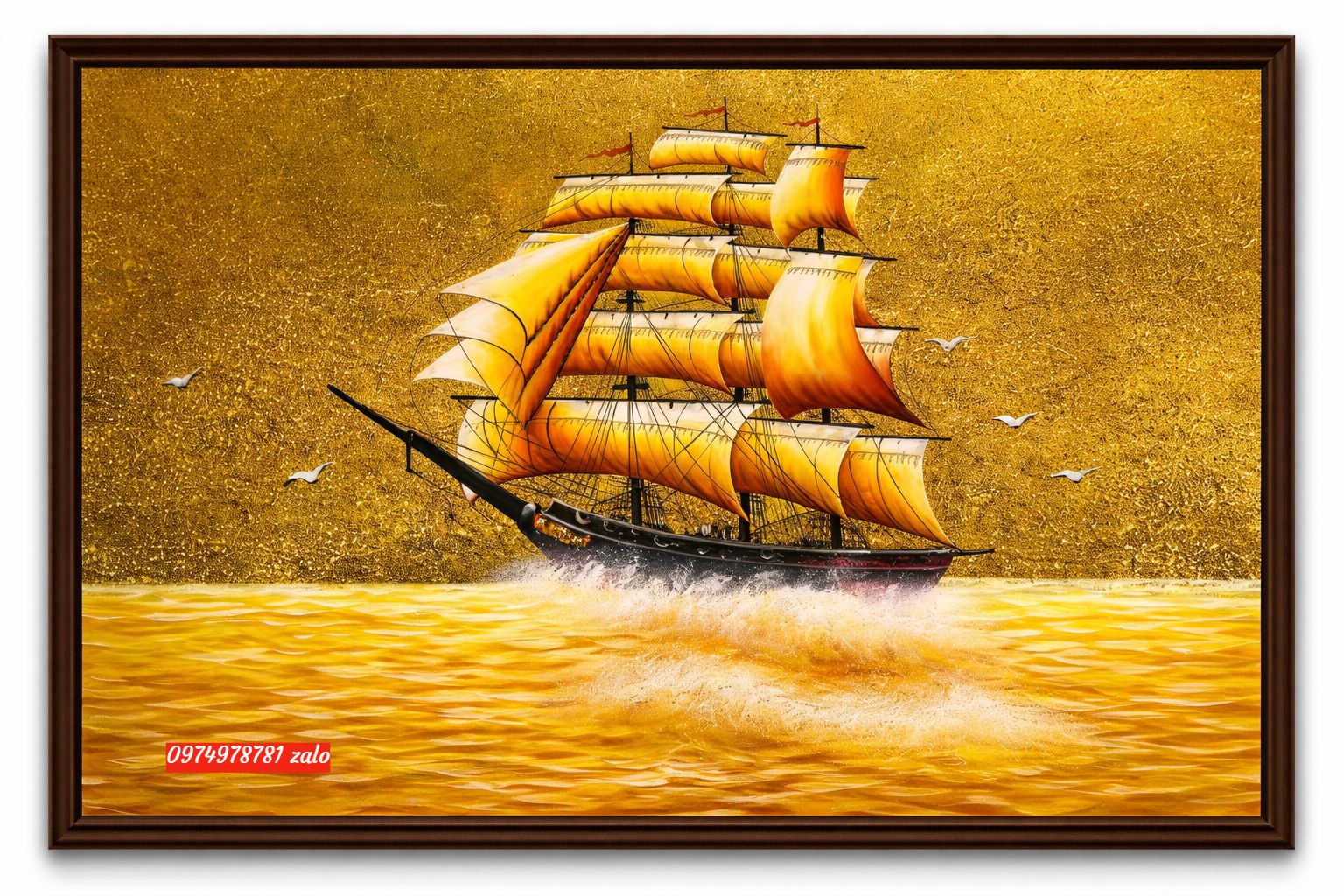 Tranh thuận buồm xuôi gió đẹp dát vàng