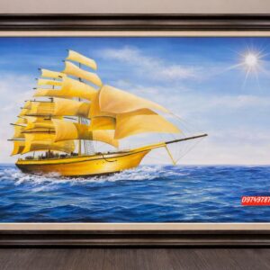 Tranh sơn dầu thuận buồm gió quà tặng ý nghĩa