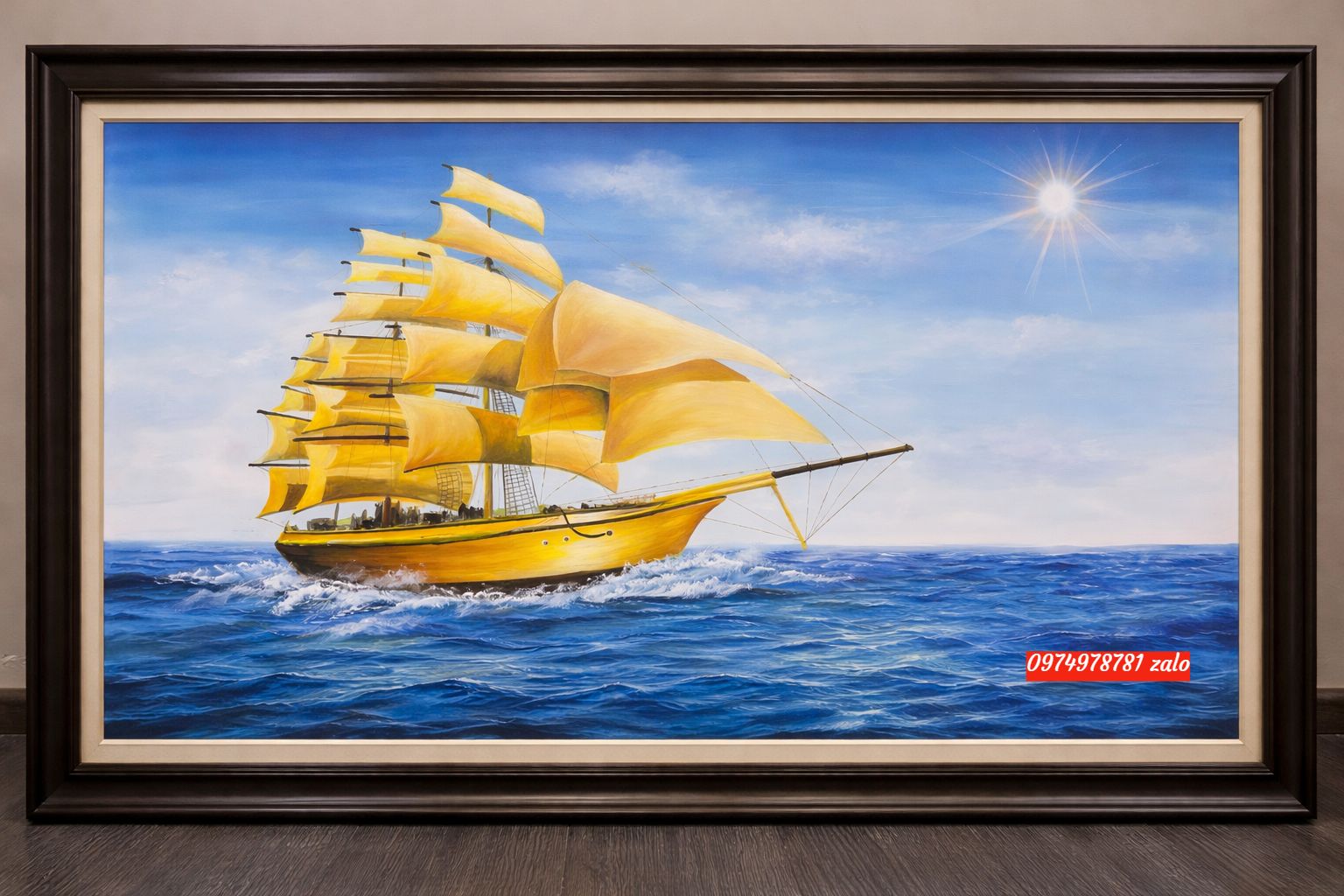 Tranh sơn dầu thuận buồm gió quà tặng ý nghĩa