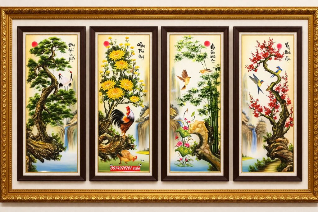 Tranh tùng cúc trúc mai