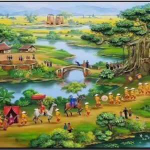 Tranh vinh quy bái tổ phong thuỷ SN98