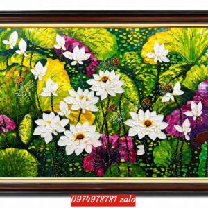 Tranh vẽ hoa sen nổi tranh hoa sen nổi treo tường