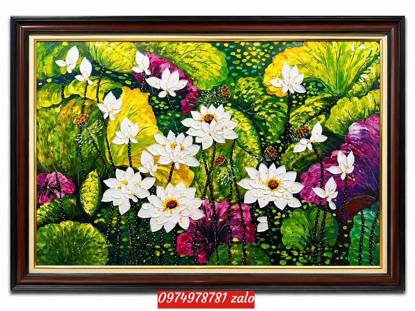 Tranh vẽ hoa sen nổi tranh hoa sen nổi treo tường