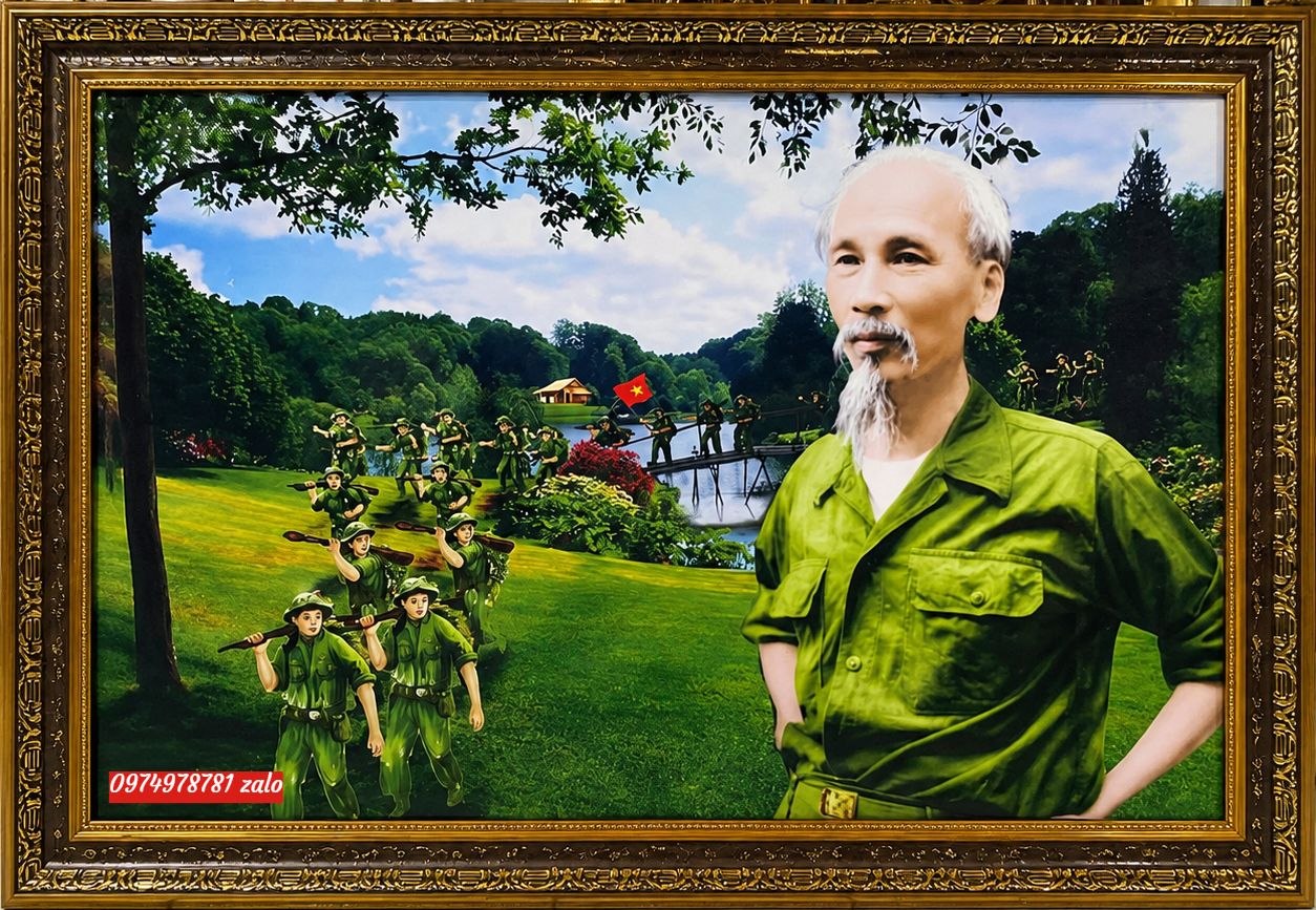 Tranh Bác Hồ hành quân l