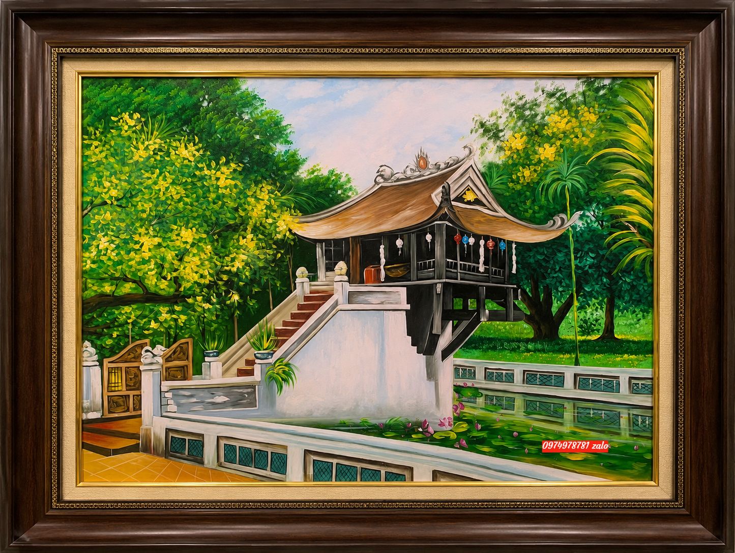 Tranh Chùa Một Cột - Tranh sơn dầu